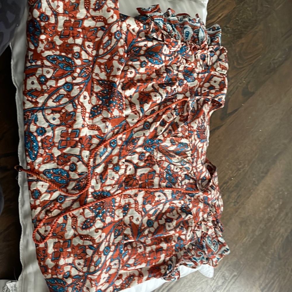 Love the label blouse. Floral rust shirt. Beautiful.